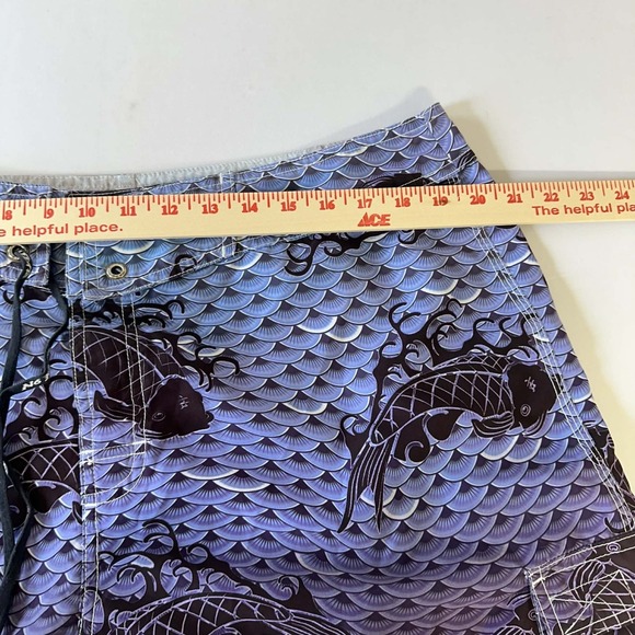No Fear Board Shorts Mens Size 38 Tie Pockets Unlined Purple Fish scale EUC - Picture 7 of 9